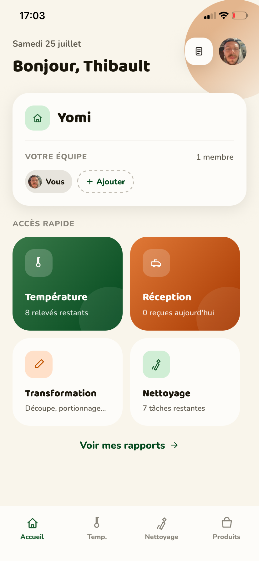 Écran d’accueil de Reglo